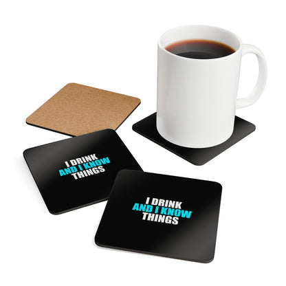 I Drink and I Know Things Coaster Set - dark humor coaster set - alternate angle | Stoney Tshirts