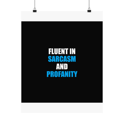 Fluent In Sarcasm Poster - dark humor wall art poster - lifestyle mockup | Stoney Tshirts