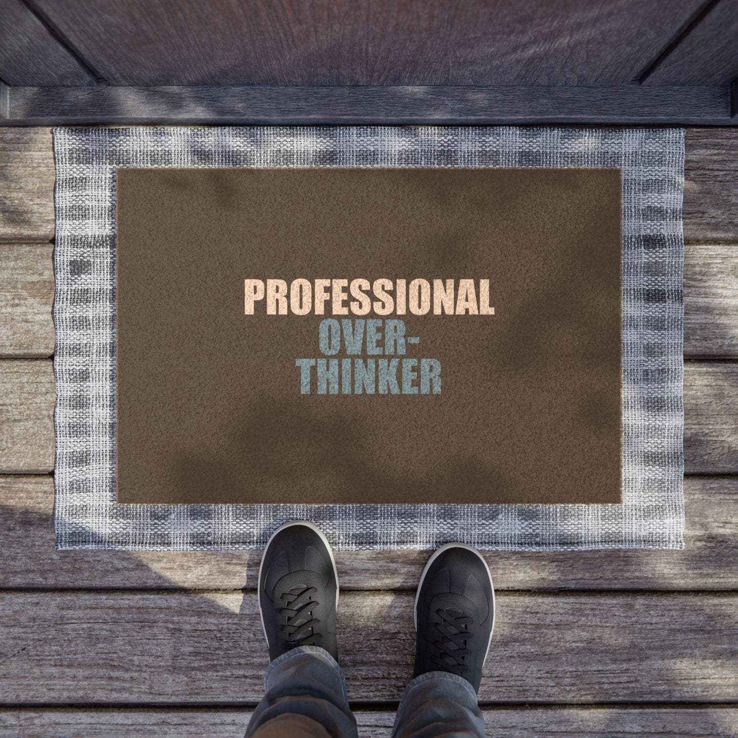 Professional Overthinker Doormat - funny dark humor doormat - lifestyle mockup | Stoney Tshirts