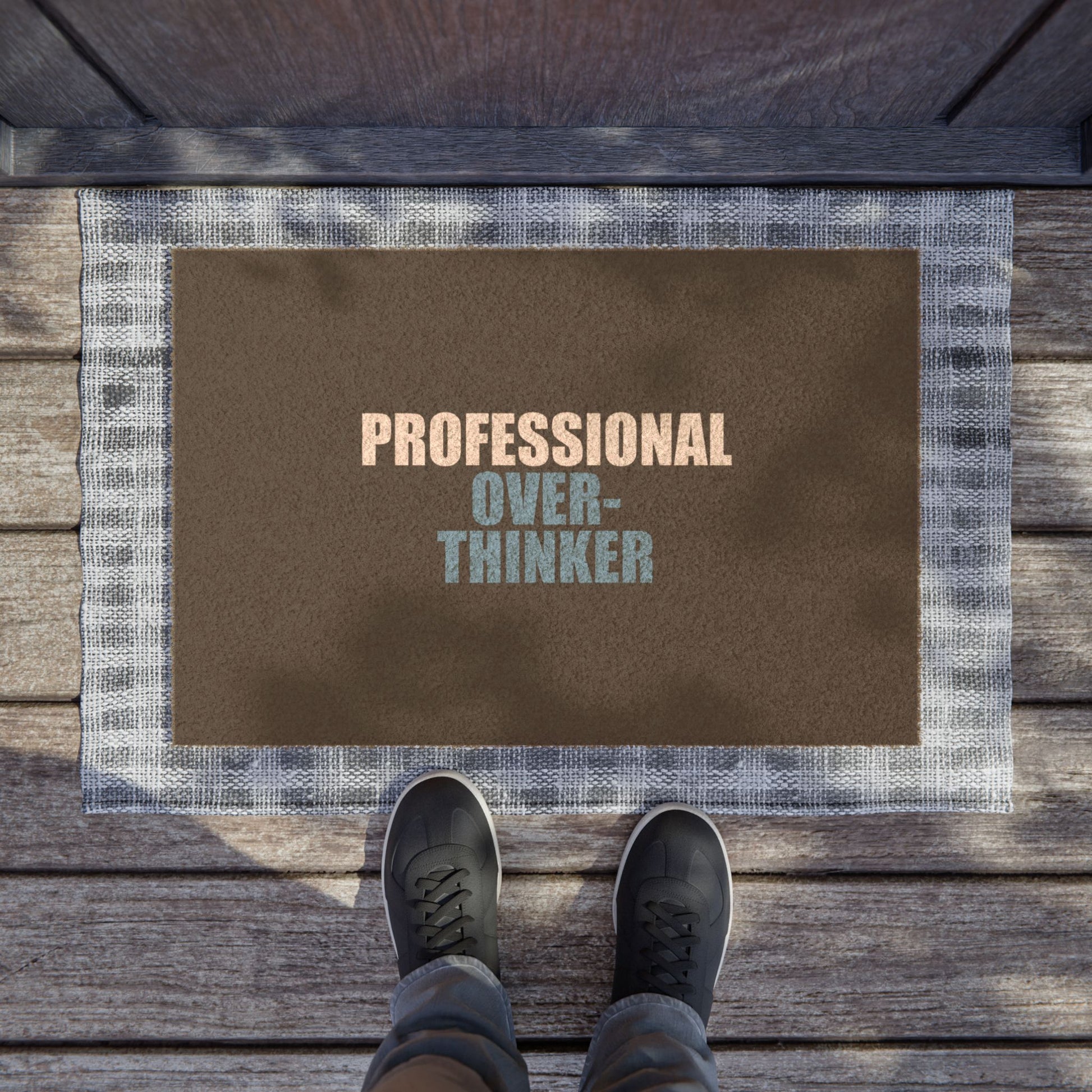 Professional Overthinker Doormat - funny dark humor doormat - lifestyle mockup | Stoney Tshirts