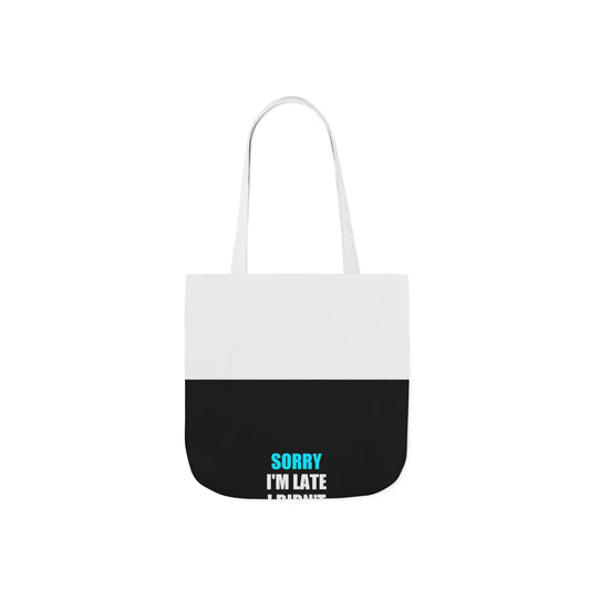 Sorry I'm Late Tote Bag - dark humor tote bag - detail view | Stoney Tshirts