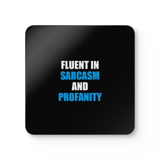 Fluent In Sarcasm Coaster Set - dark humor coaster set - front view | Stoney Tshirts