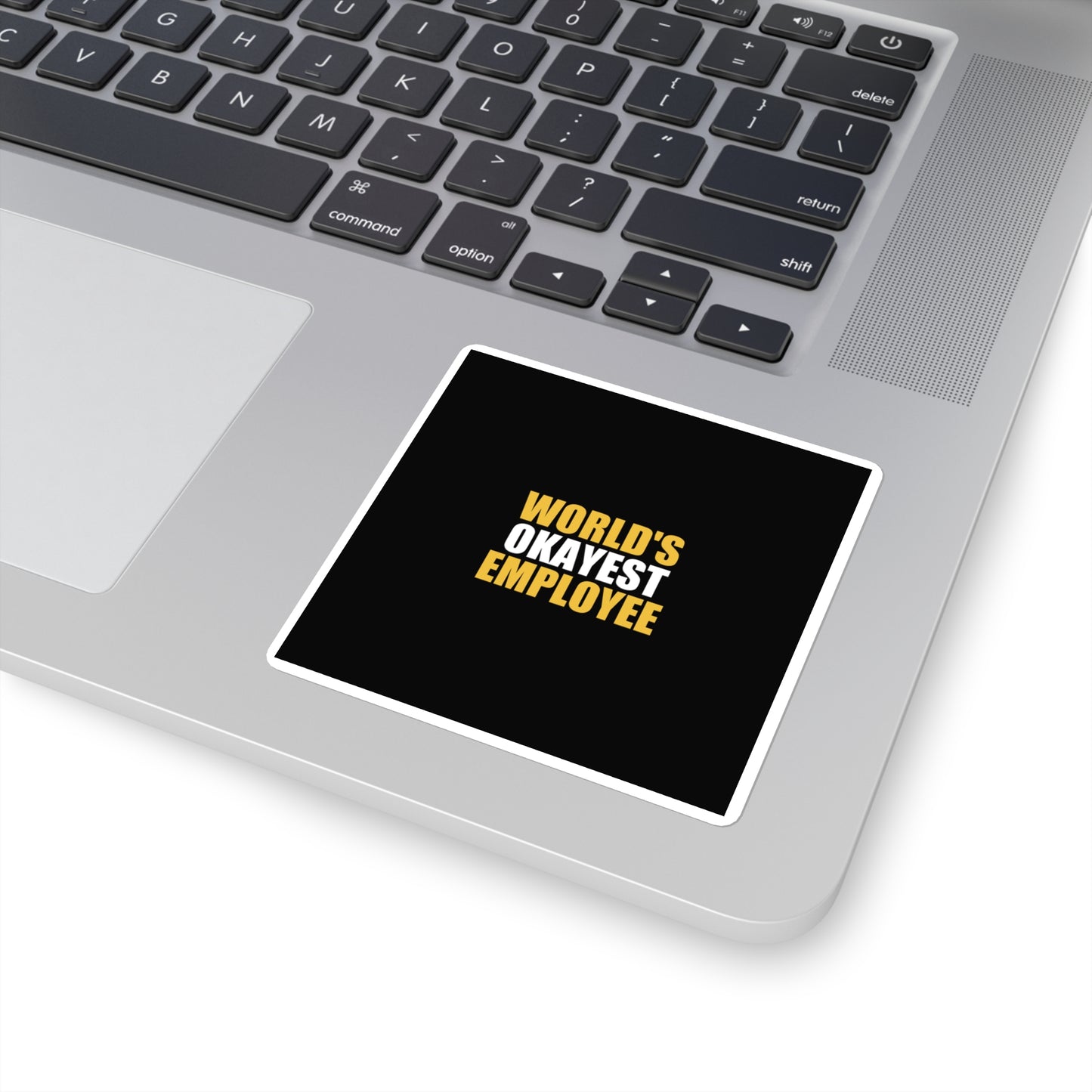 World's Okayest Employee Sticker - dark humor sticker - size chart | Stoney Tshirts