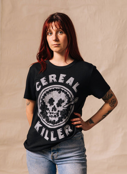 Cereal Killer Tee - dark humor t-shirt - detail view | Stoney Tshirts