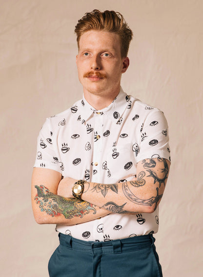Morning Glory Button-Up - edgy button-up shirt - close-up | Stoney Tshirts