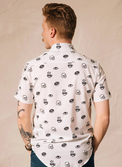 Morning Glory Button-Up - edgy button-up shirt - flat lay | Stoney Tshirts