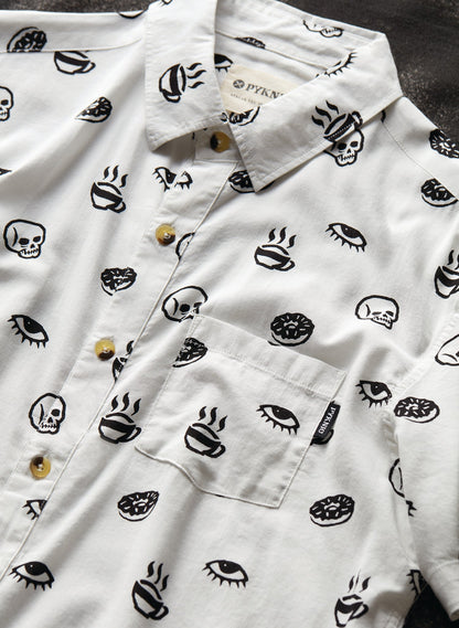Morning Glory Button-Up - edgy button-up shirt - lifestyle mockup | Stoney Tshirts